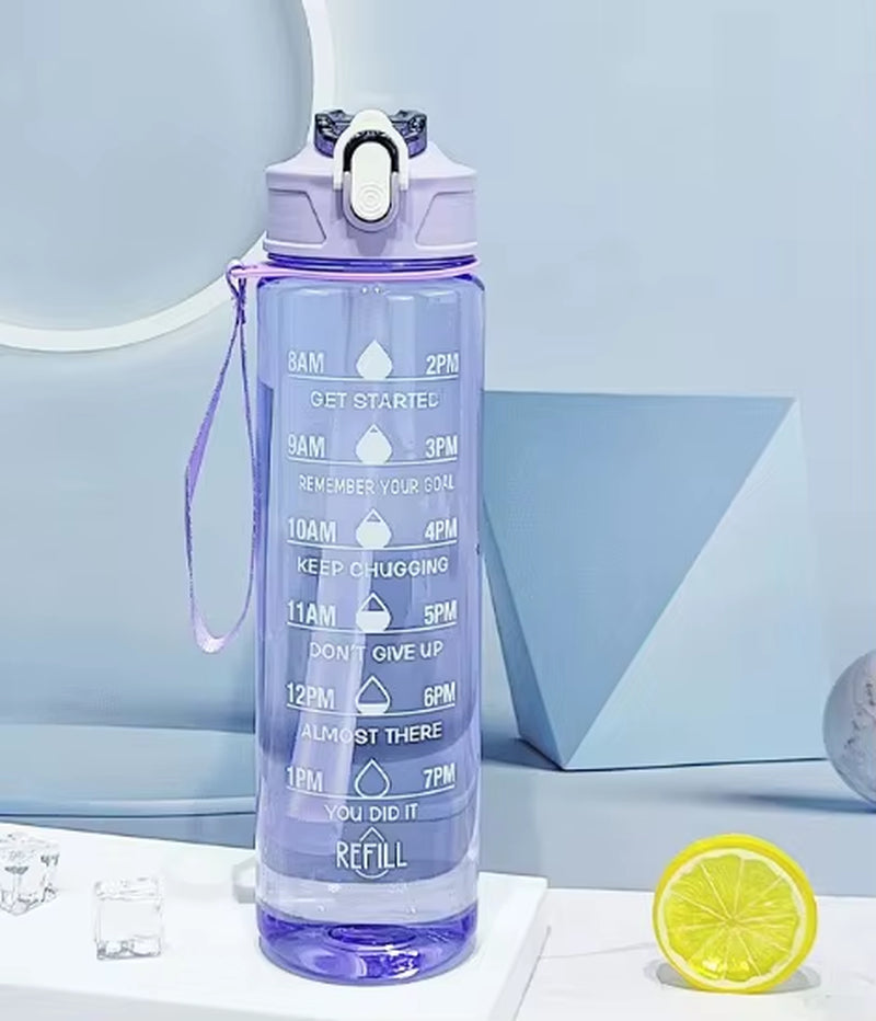 750ML Sports Water Bottle with Time-Tracking Straw Leak Proof Locking Flip Cover for Easy Carry Ideal for Outdoor Adventures