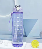 750ML Sports Water Bottle with Time-Tracking Straw Leak Proof Locking Flip Cover for Easy Carry Ideal for Outdoor Adventures