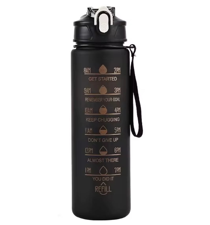 750ML Sports Water Bottle with Time-Tracking Straw Leak Proof Locking Flip Cover for Easy Carry Ideal for Outdoor Adventures