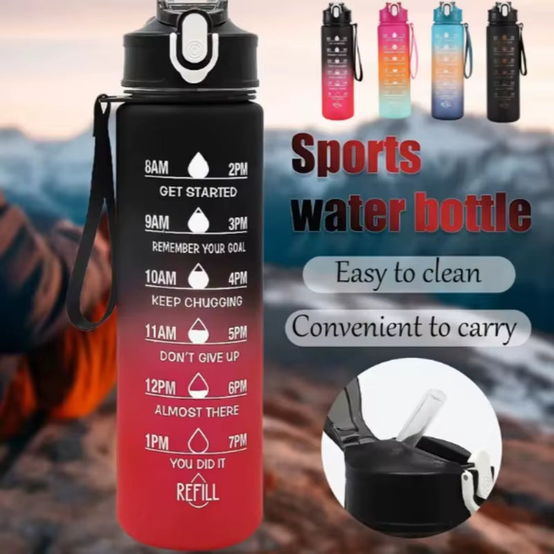 750ML Sports Water Bottle with Time-Tracking Straw Leak Proof Locking Flip Cover for Easy Carry Ideal for Outdoor Adventures